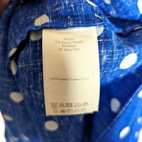 Boden Rae 100% Linen Polka Dot Sheath Dress Size 8 Long Sleeveless Retro Midi - Picture 10 of 10